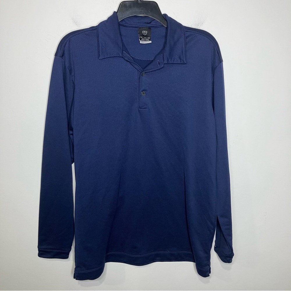 Nike Sphere Dry golf long‎ sleeve polo shirt navy blue size medium